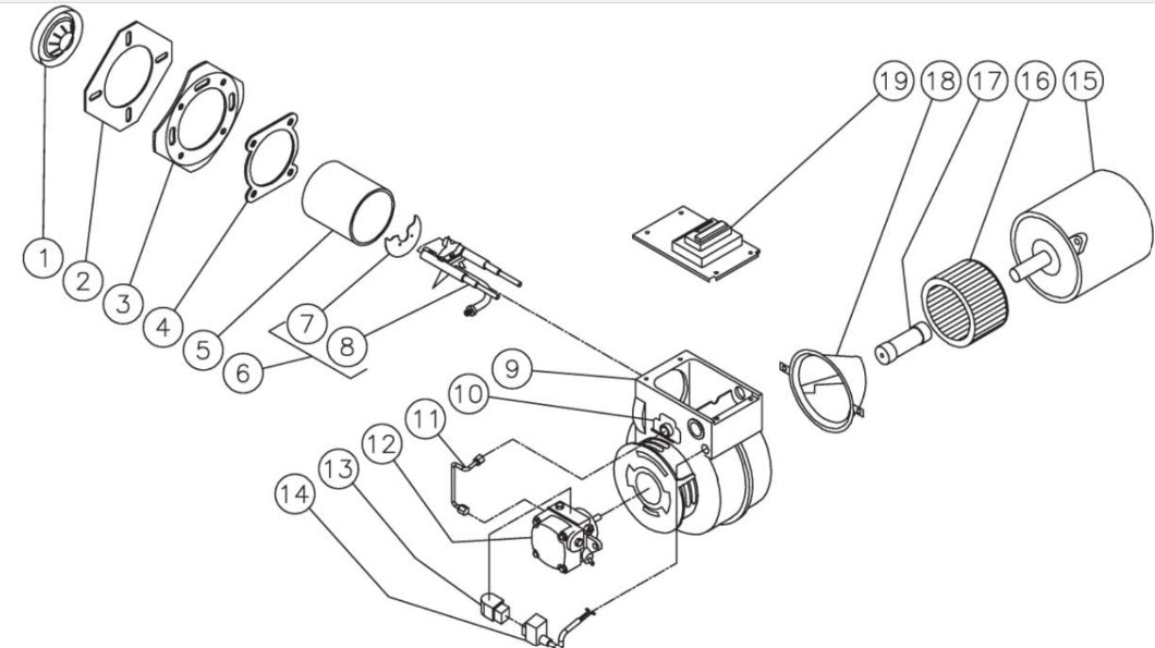 HHS-1002-1E1A/1E1G, HHS-1003-1E1A/1E1G, HHS-1502-1E1A/1E1G Burner Assembly Parts By MiTM