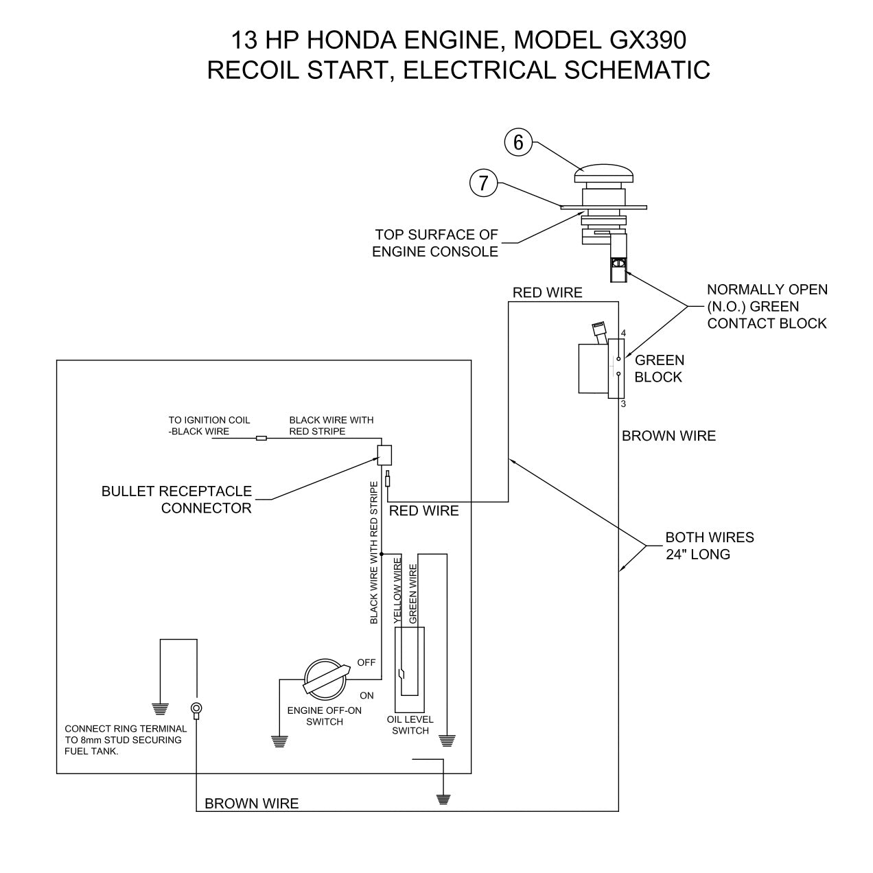 AW16-H Electric Schematic for AW16-H with 13HP Honda Engine (Recoil Start), Model GX390 Assembly Parts By Allen Engineering
