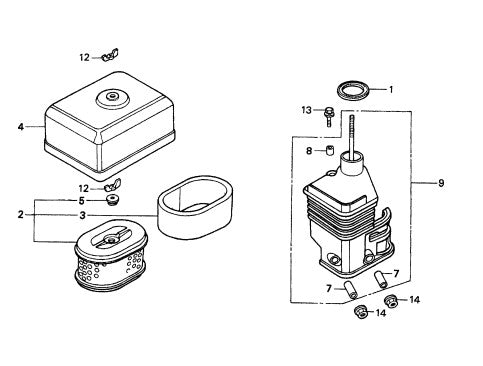 Air cleaner (Dual) Assembly Parts for CA4HM Trowels by Multiquip Whiteman