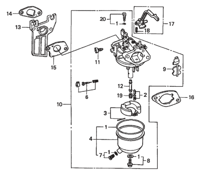 GA25H HONDA GX160K1EMA2 ENGINE — Carburetor Assy. Parts By Multiquip