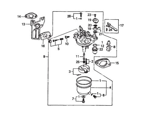 Carburetor Assembly Parts for Epoxy Series Trowels by Multiquip Whiteman