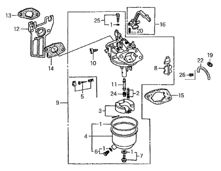 GA25HR HONDA GX160RT2EMAN ENGINE — Carburetor Assy. Parts By Multiquip