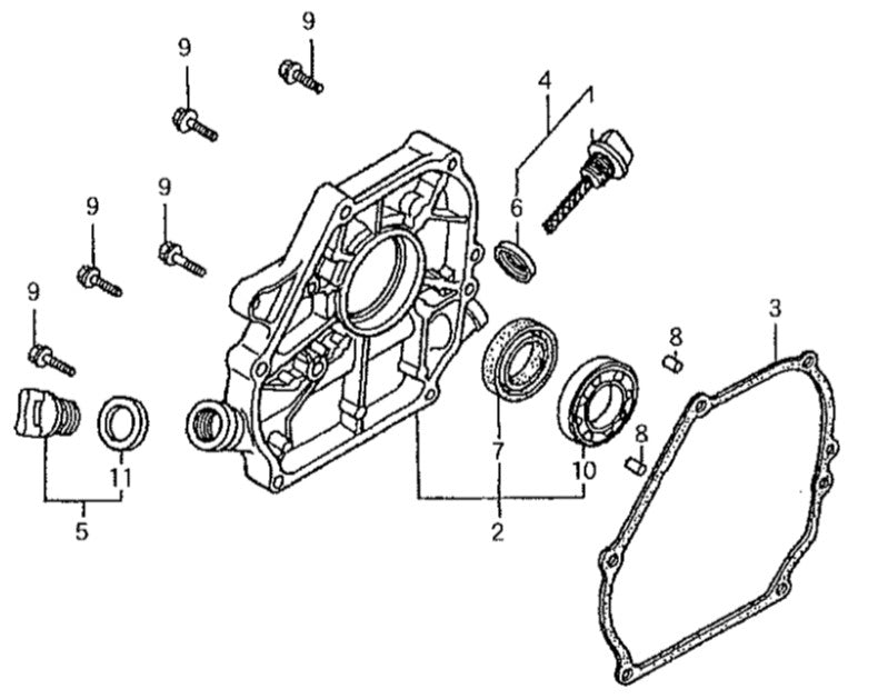 GA25HR HONDA GX160RT2EMAN ENGINE Crankcase Cover Assy. Parts By Multiquip