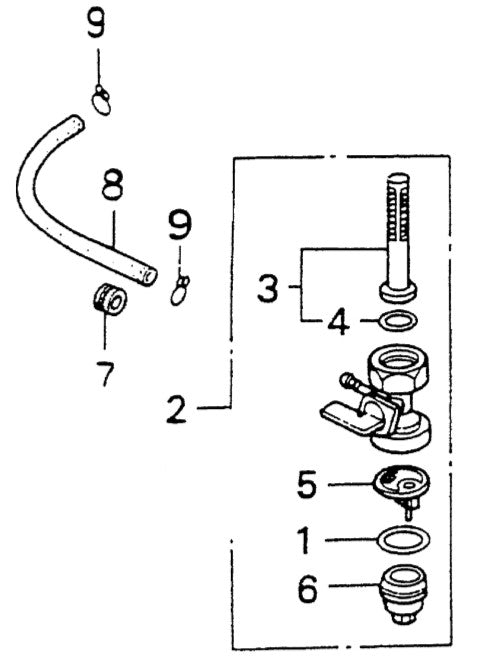 GA6HZ HONDA GX340K1 ENGINE Fuel Cock Assy. Parts By Multiquip