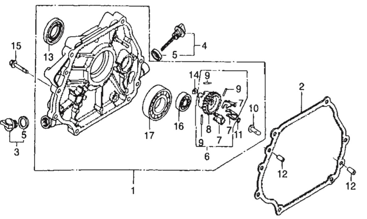 GA6HR GA6HRS HONDA GX340RT2EDE2/EDN2 —Crankcase Cover Assy. Parts By Multiquip Whiteman