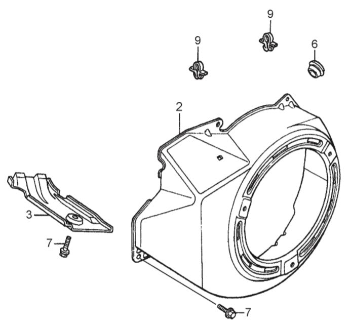 GA6HR GA6HRS HONDA GX340RT2EDE2/EDN2 Fan cover Parts By Multiquip