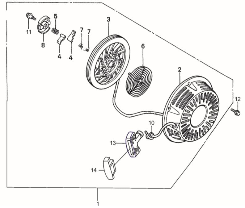 GA6HR GA6HRS HONDA GX340RT2EDE2/EDN2 Recoil Starter Assy. Parts By Multiquip