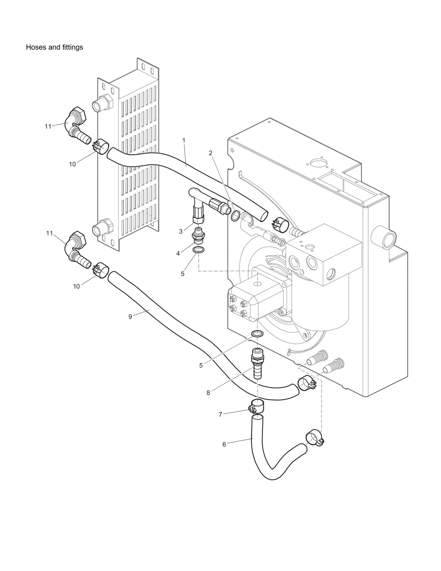 PAC E 6 s/n BGF0000474 - BGF098978 Hydraulic Powerpack Hoses And Fittings Assembly Parts By Chicago Pneumatics