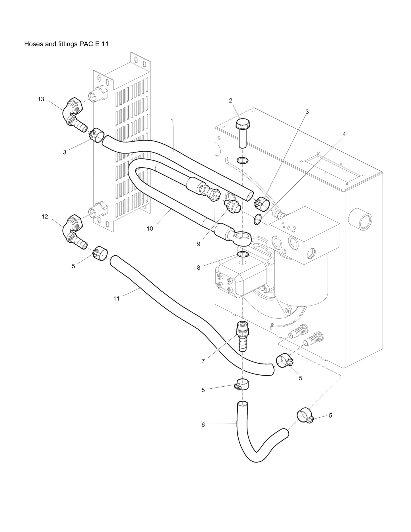 PAC E 11 Hydraulic Power pack Hoses And Fittings Assembly Parts By Chicago Pneumatics