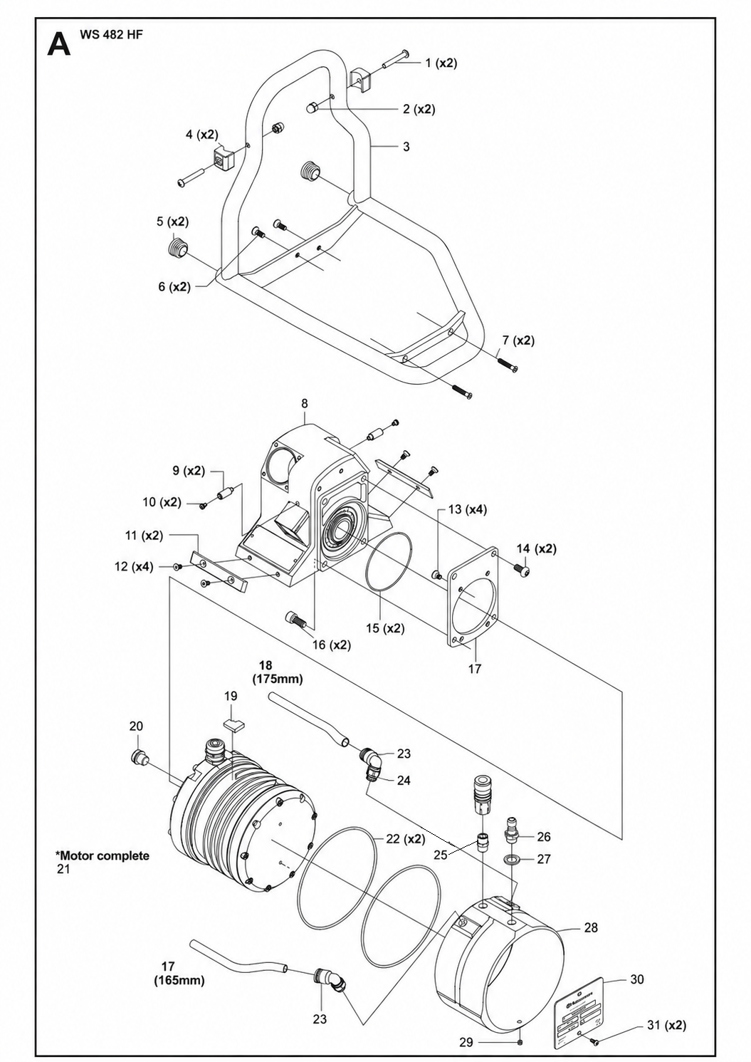 Housing Assembly Parts For WS 482 HF By Husqvarna
