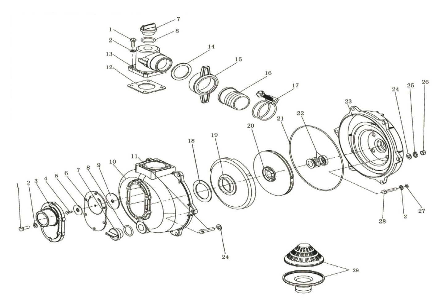 BE HP2065K Water Pump Assembly Parts by BE Power Equipment