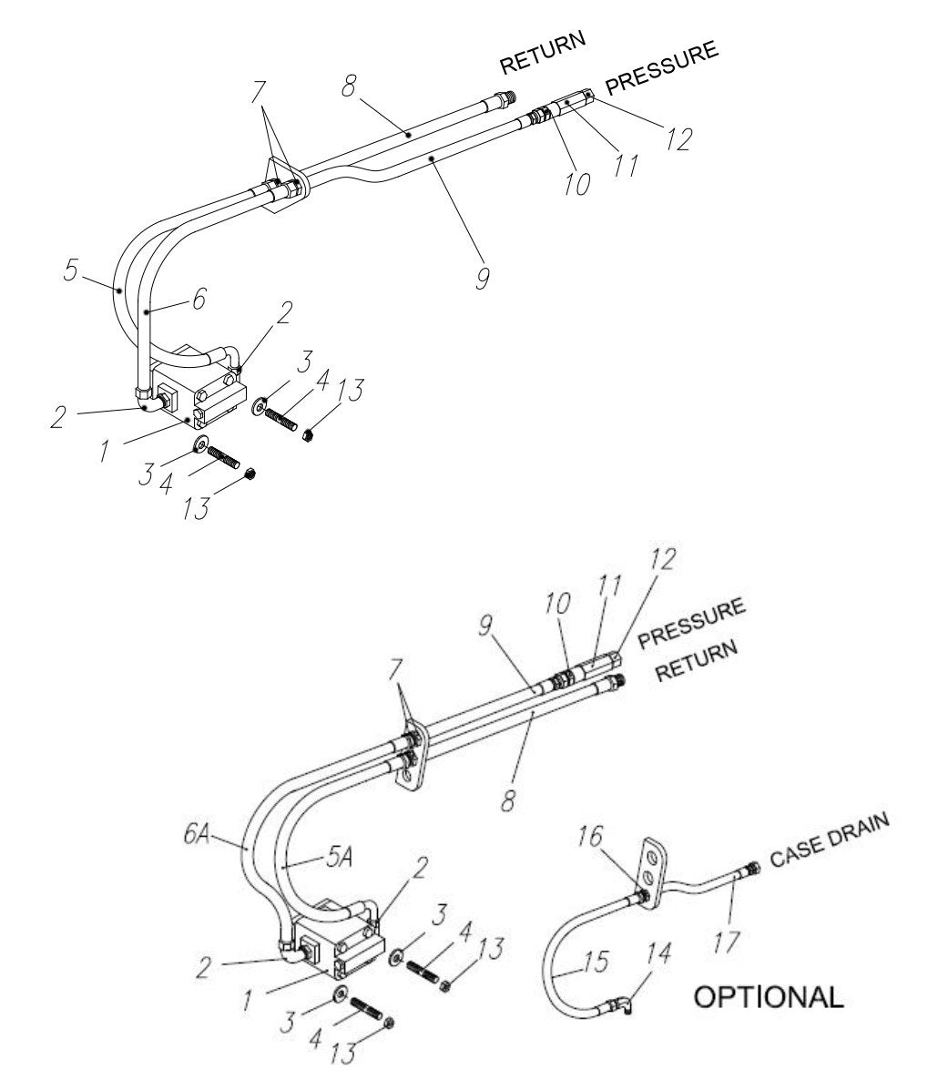 HP65 II-24 (S/N upto 651100 and Up) Hydraulic Motor and Hose Assemblies Parts