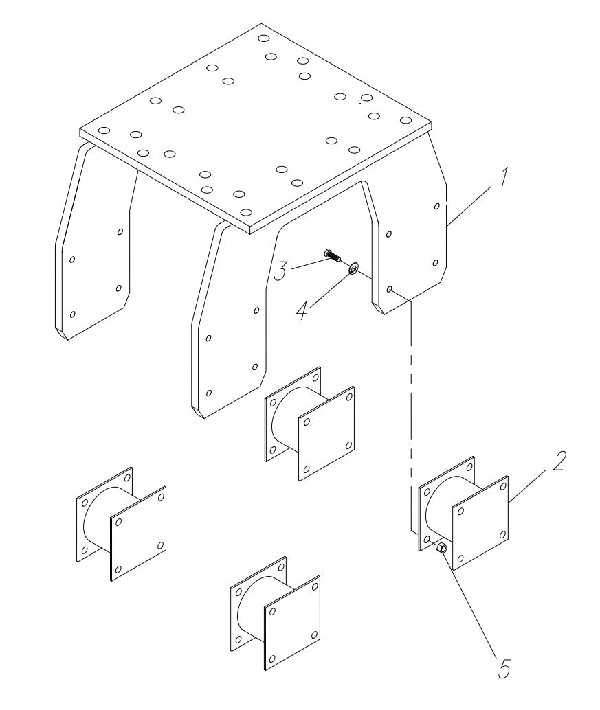 HP65 II-24 (S/N upto 651100 and Up) Optional Bolt-On Style FT Hanger Bracket and Mounting Assembly Parts