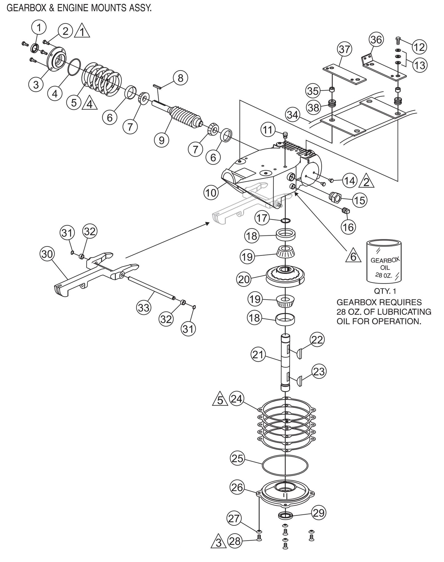 HPLA/HPHA-SERIES 46" Gearbox & Engine Mounts Assembly Parts by Multiquip Whiteman