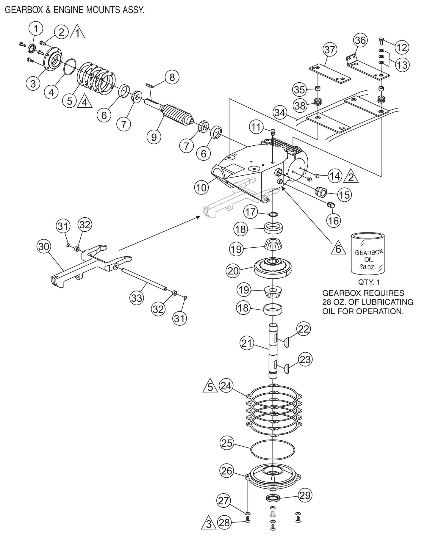HPLA/HPHA-SERIES 36" Gearbox & Engine Mounts Assembly Parts by Multiquip Whiteman