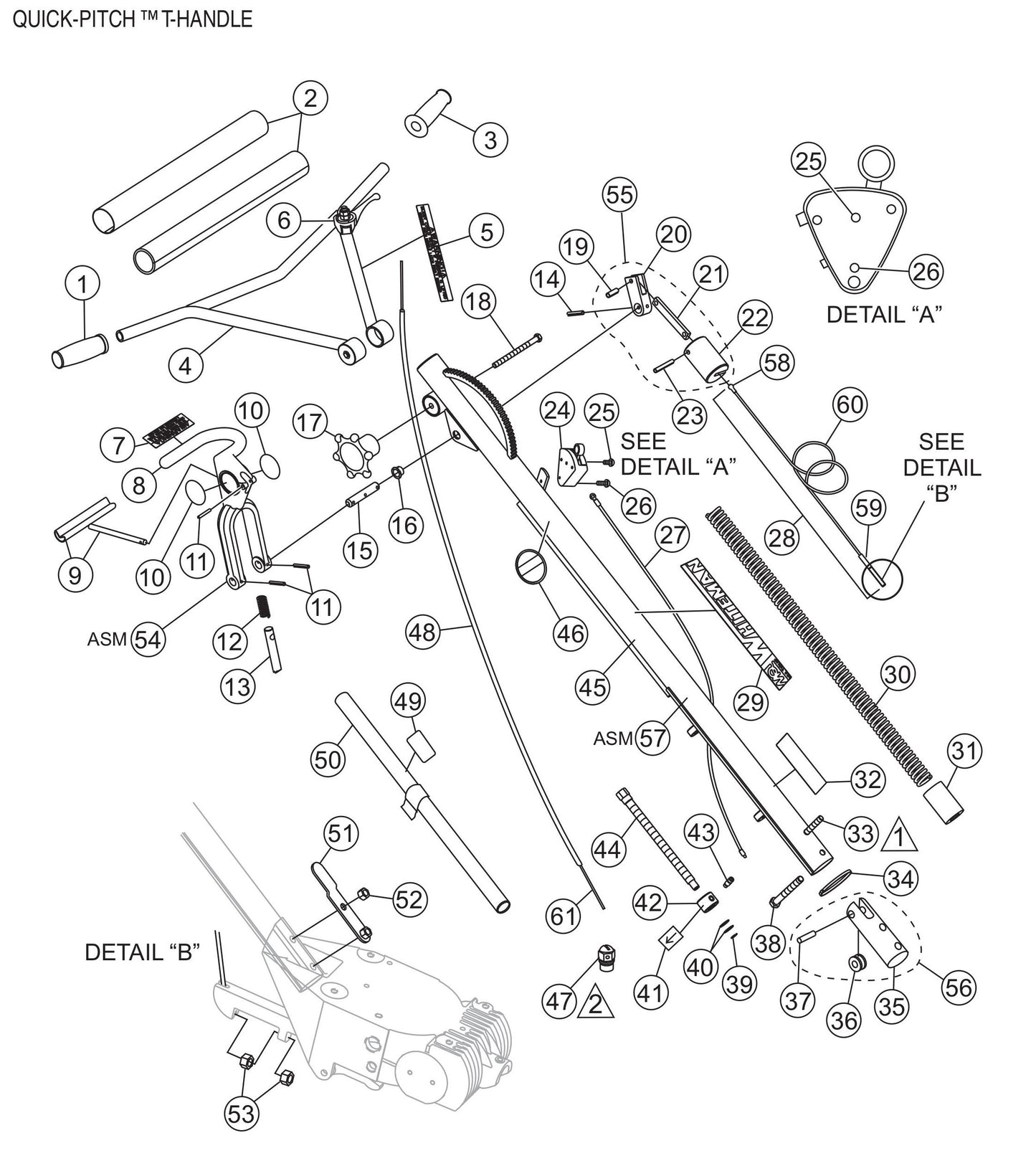 HPLA/HPHA-SERIES 36" Quick Pitch Handle Assembly Parts