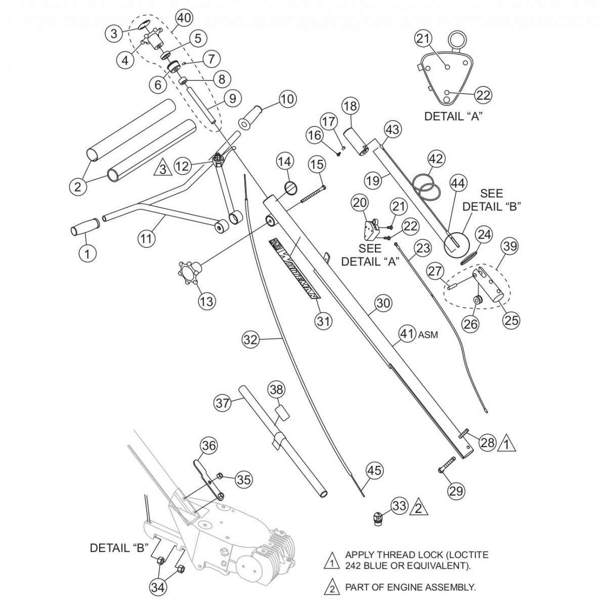 HPLA/HPHA-SERIES 46" Standard Handle Assembly Parts by Multiquip Whiteman