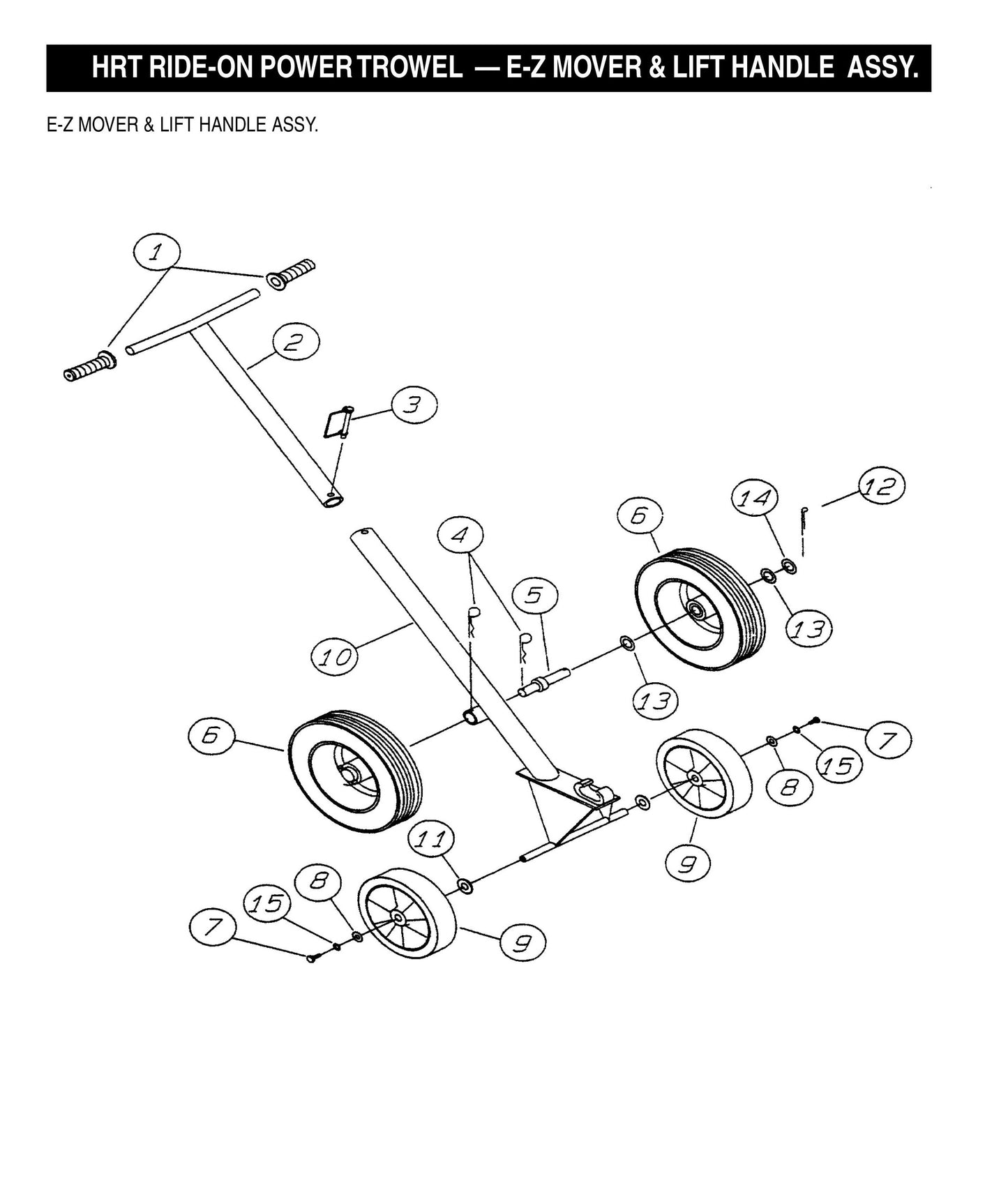 HRT Ride-On Power Trowel-E-Z Mover and Lift Handle Assembly