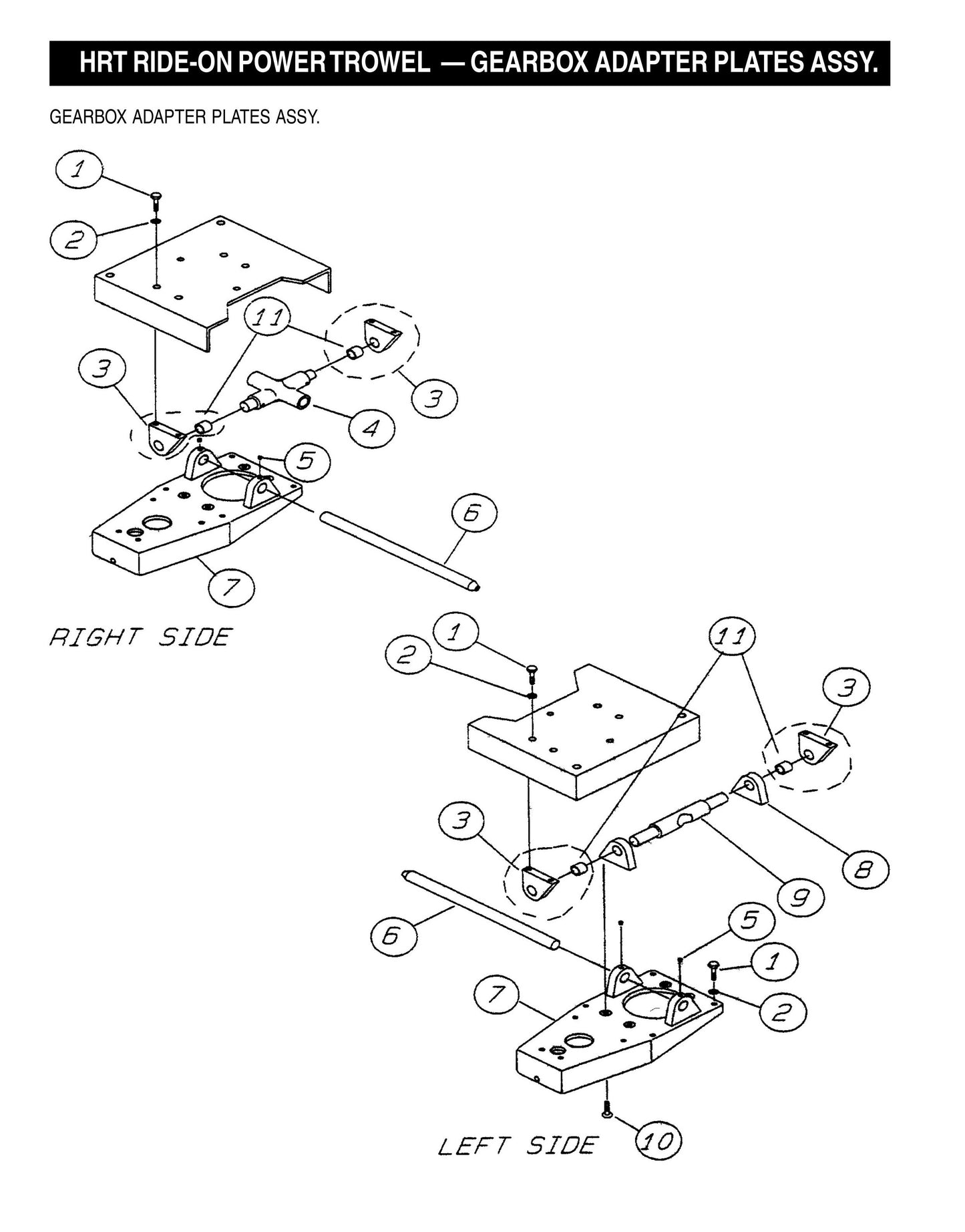 HRT Ride-On Power Trowel-Gearbox Adapter Plates Assembly