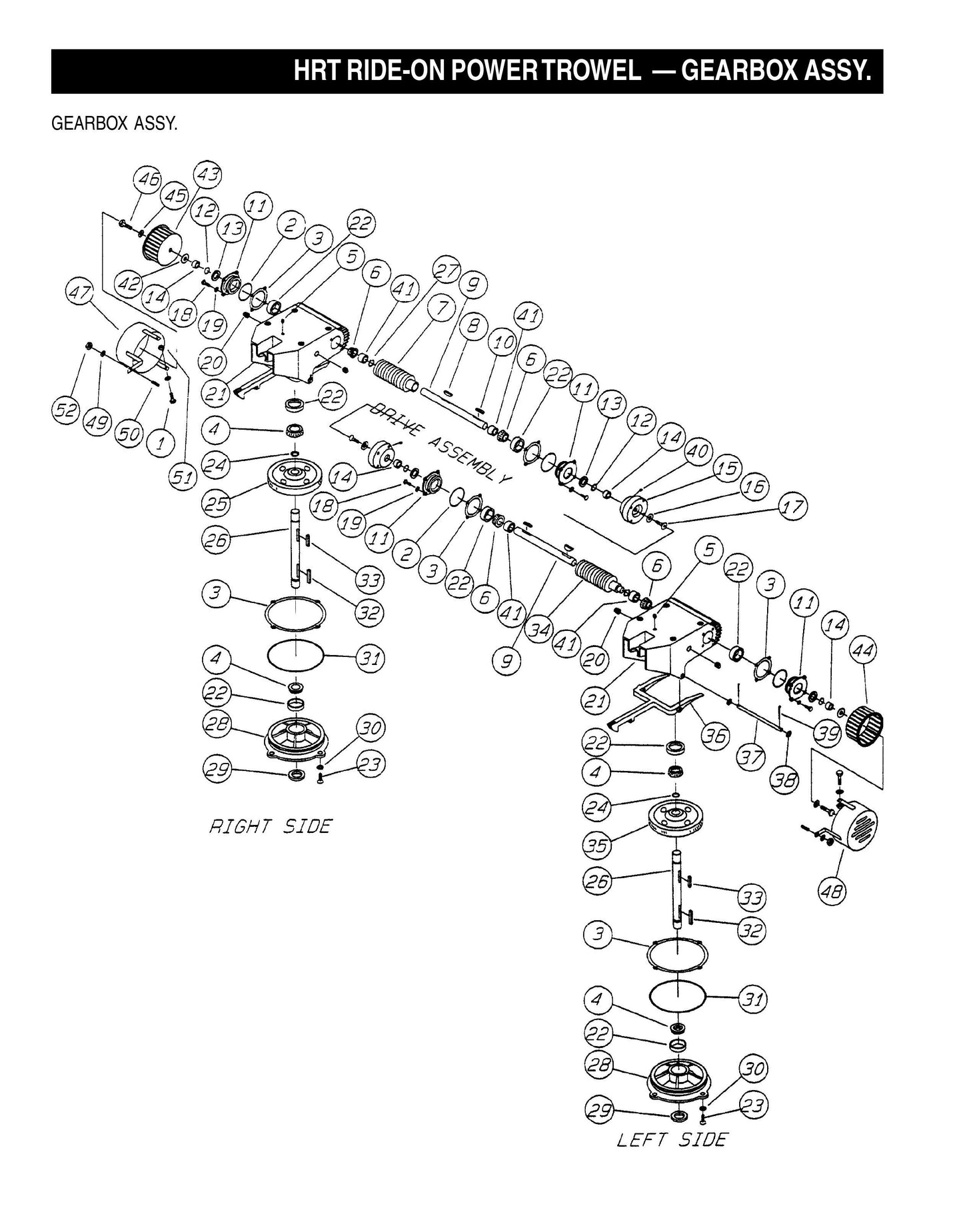 HRT Ride-On Power Trowel-Gearbox Assembly (Fig 1)