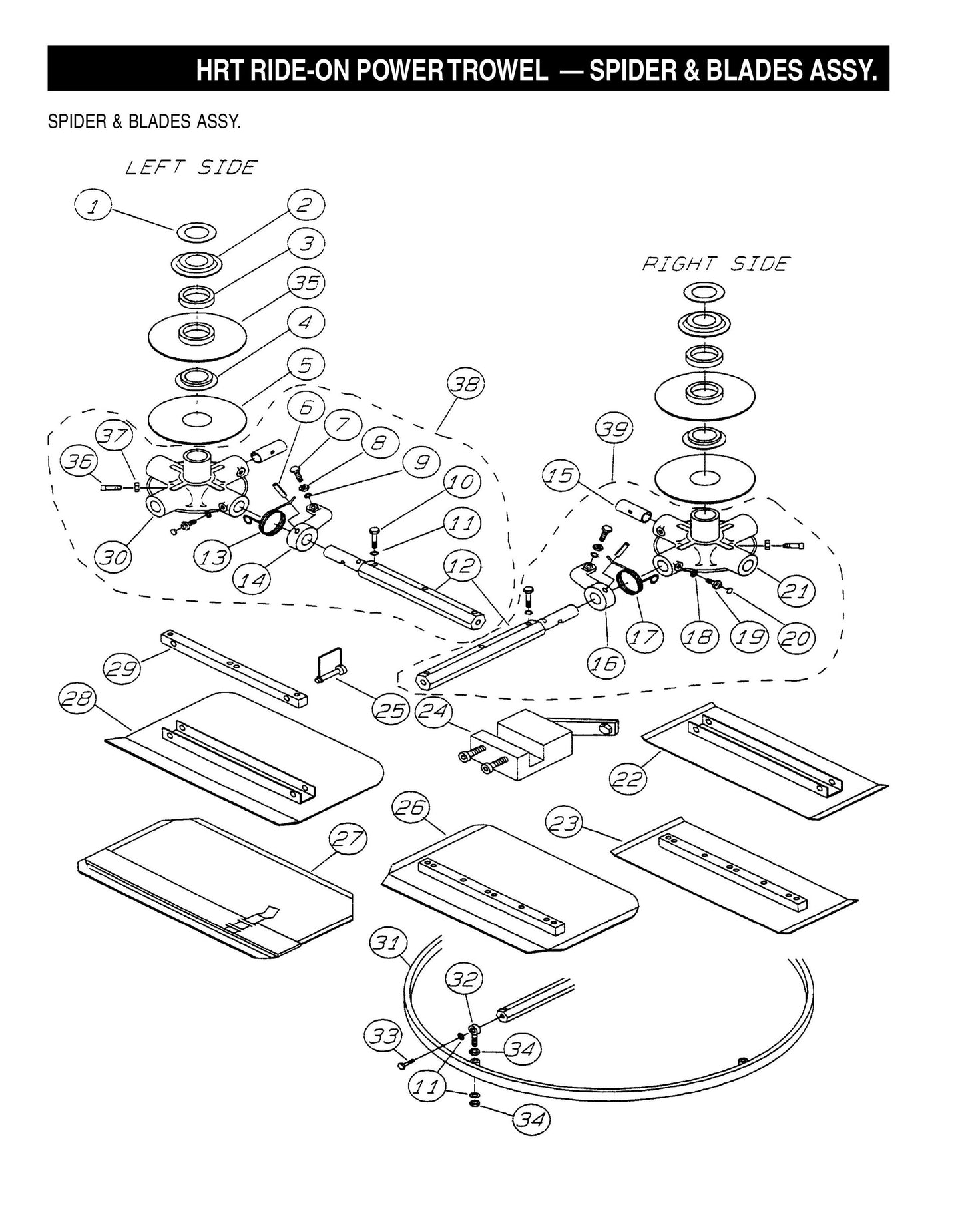 HRT Ride-On Power Trowel-Spider and Blades Assembly