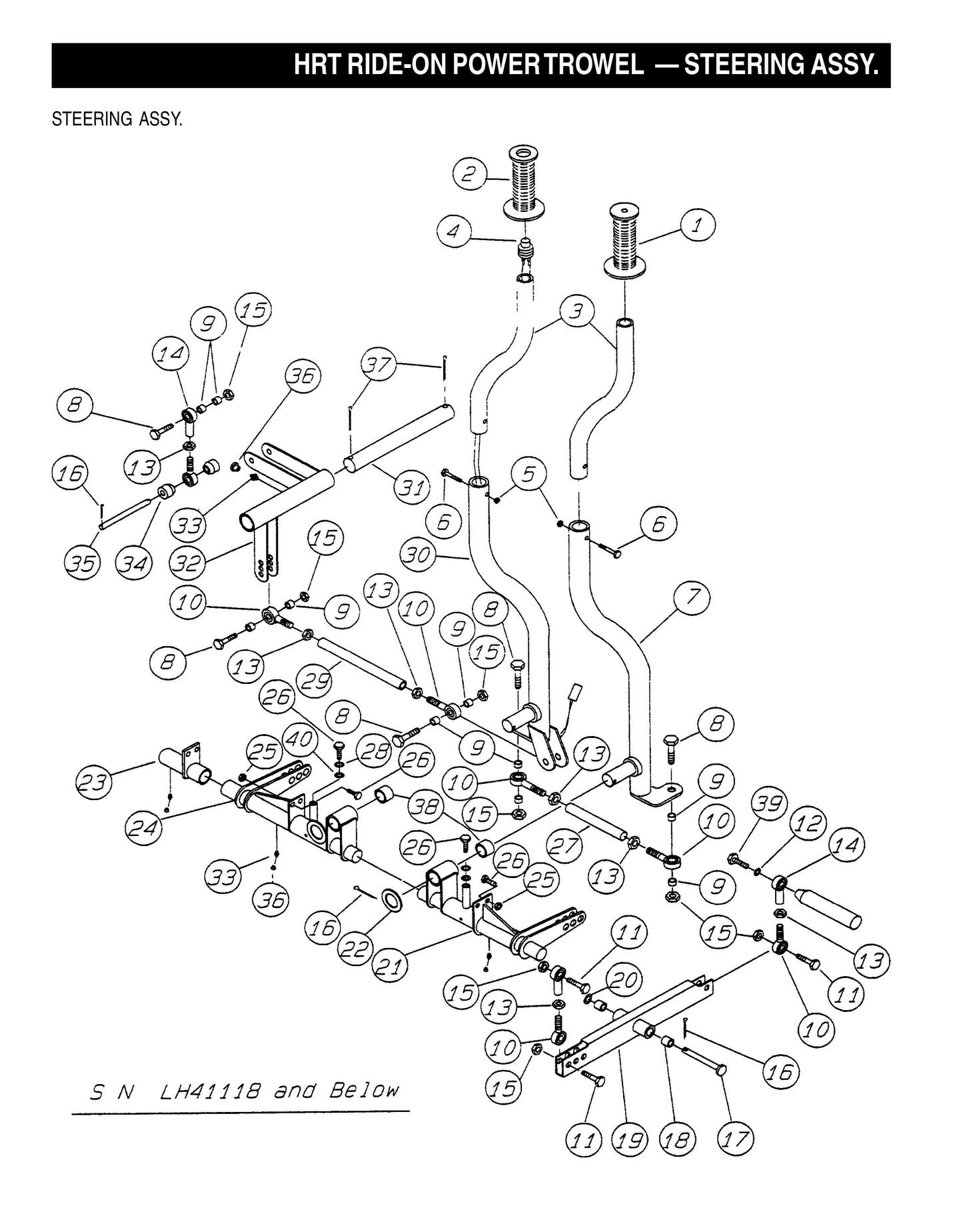 HRT Ride-On Power Trowel-Steering Assembly (Fig 1)