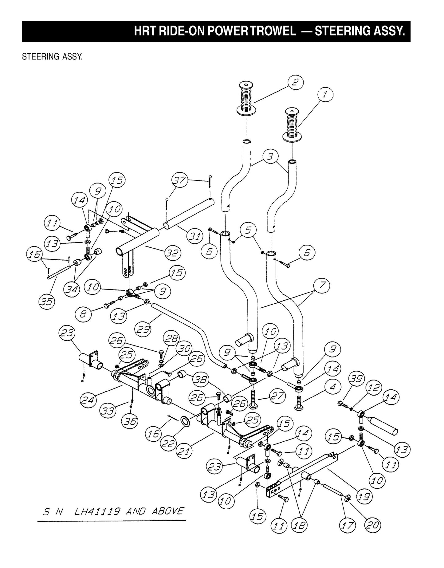 HRT Ride-On Power Trowel-Steering Assembly (Fig 2)