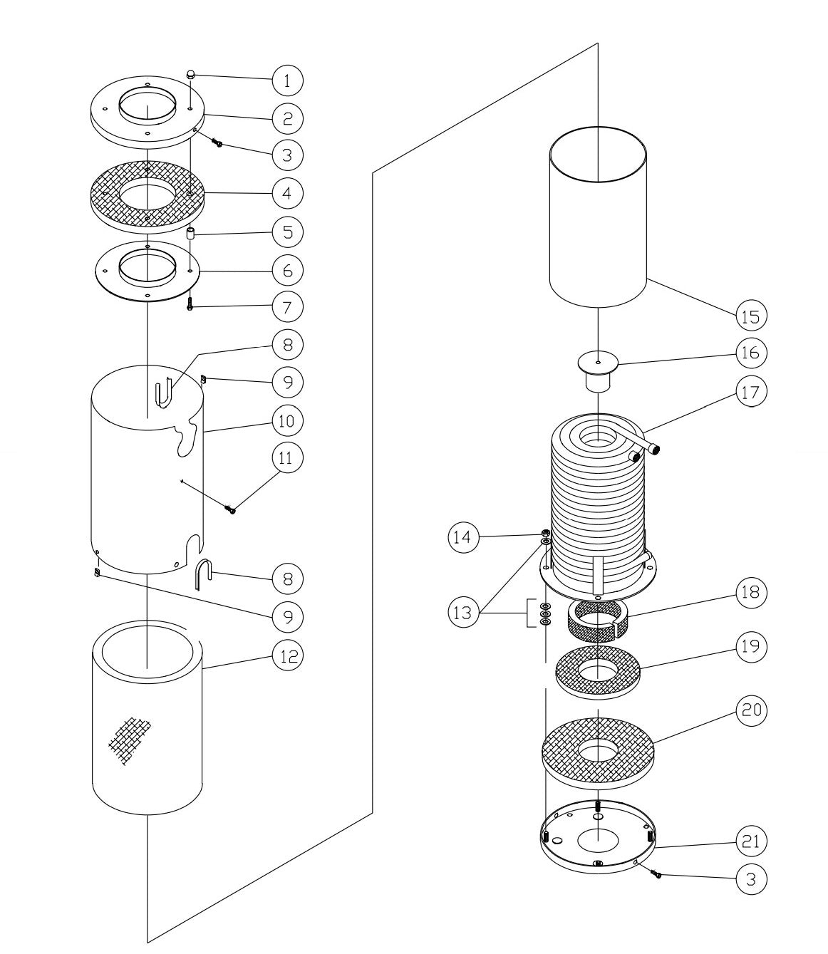 HS-2204-BMH1/CMH1, HS-2505-CMV1, HS-3005-CMV1/CMV2, HS-3505-CMH1 Boiler Assembly Parts by Mi-T-M