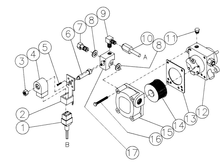 HS-2204-BMH1/CMH1, HS-2505-CMV1, HS-3005-CMK0/CMV1/CMV2/DMK0, HS-3006-DMK0, HS-3505-CMH1 Fuel Pump//Solenoid Assembly Parts by Mi-T-M