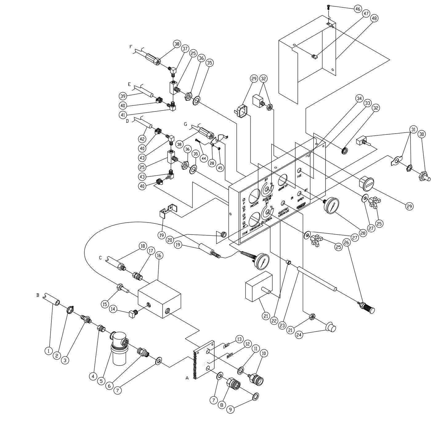 HS-2204-CMH1, HS-2505-CMV1, HS-3005-CMV1 Control Panel Assembly Parts by Mi-T-M