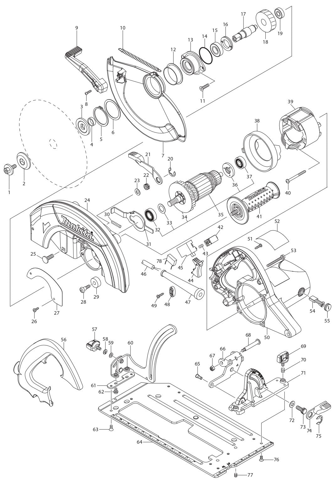 HS0600 Circular Saw Assembly parts By Makita