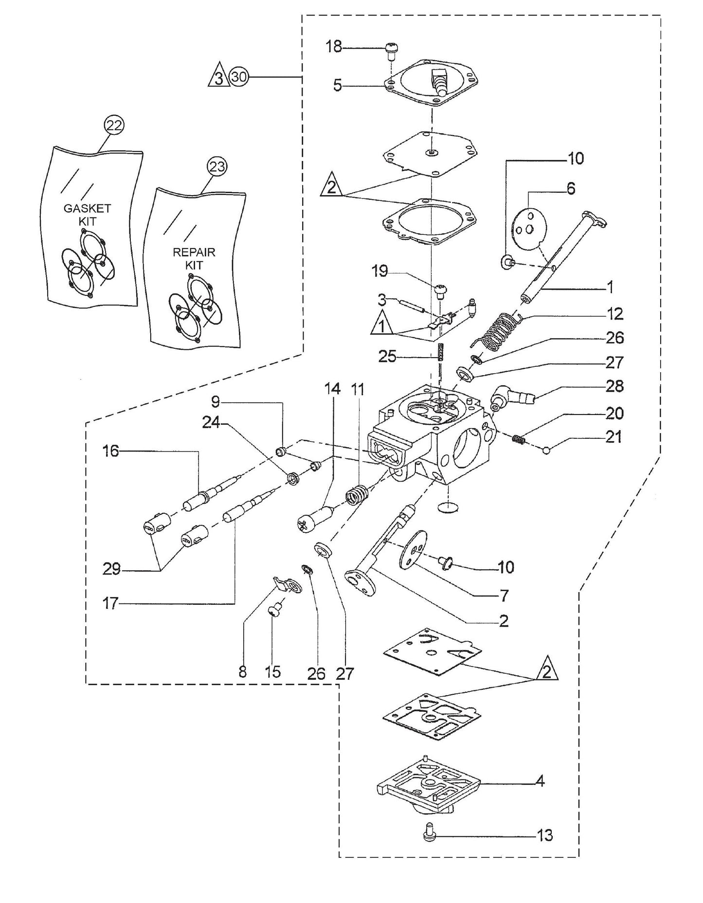 HS62A Carburetor Assembly Parts