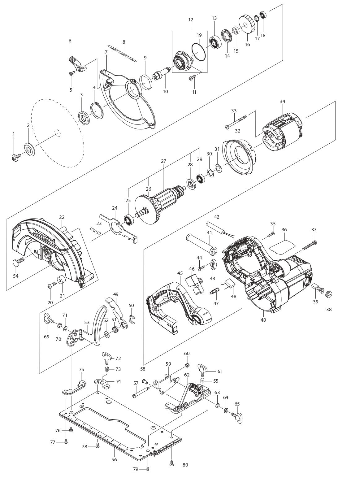 HS7610 Circular Saw Assembly parts By Makita