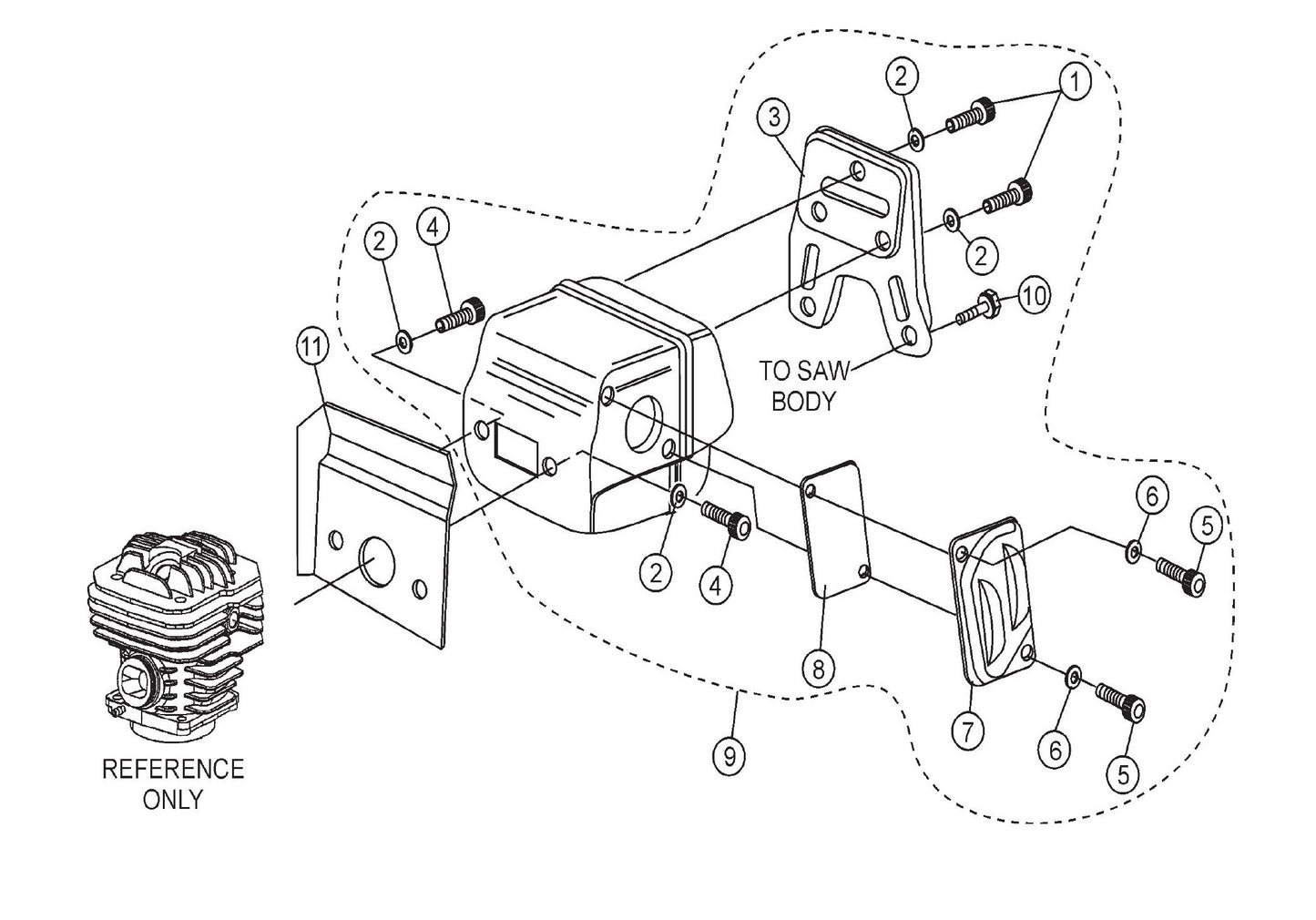 HS81A Muffler Assembly Parts