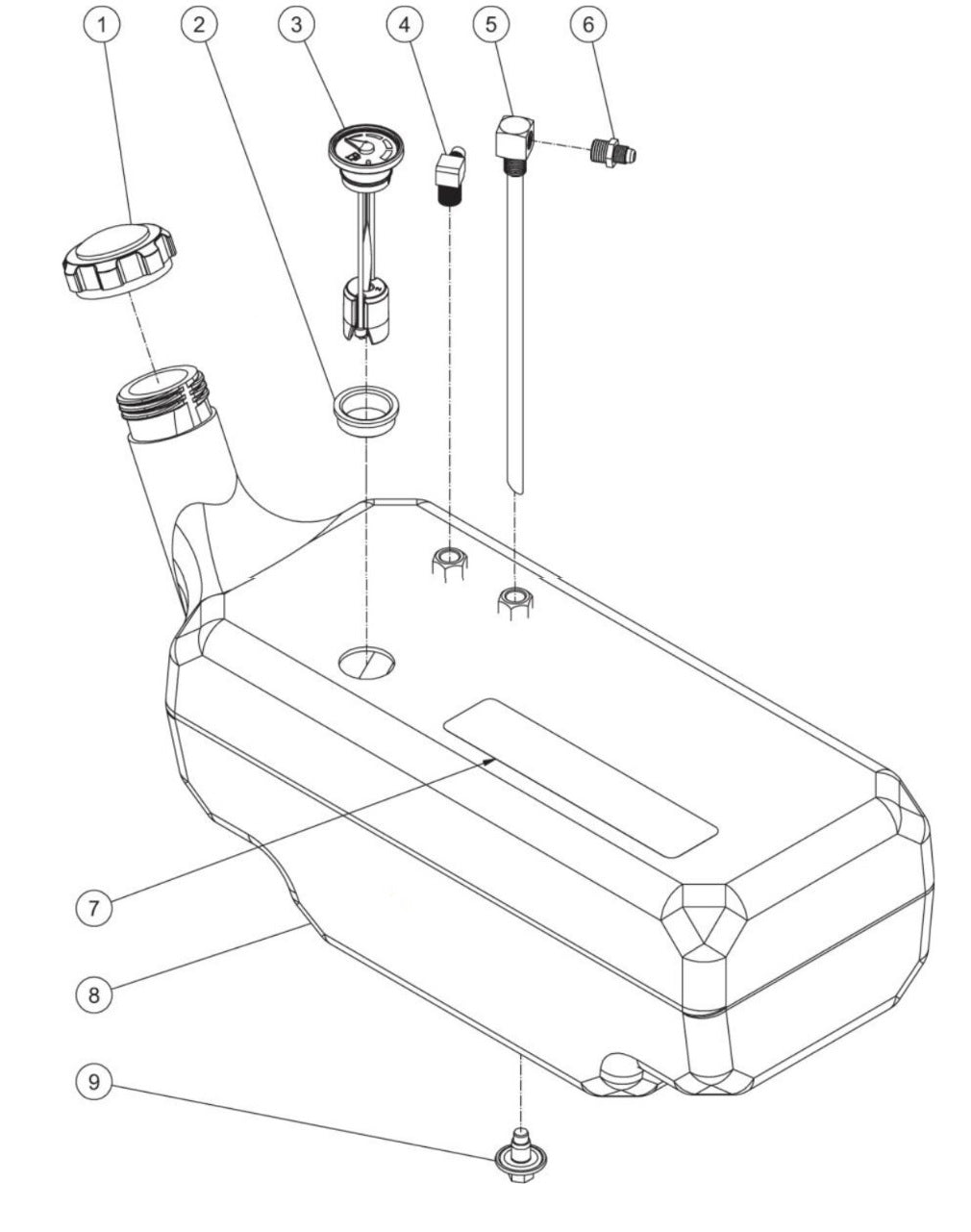 HSE-1002, HSE-1502, HSE-2003, HSP-2503, DH-2003, DH-2503 Fuel Tank Assembly Parts by Mi-T-M