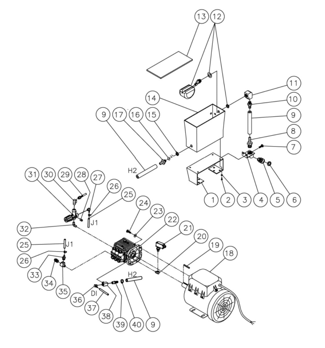 HSE-1002-SM10 (sn:0-99999999) Motor//Pump Assembly Parts by Mi-T-M