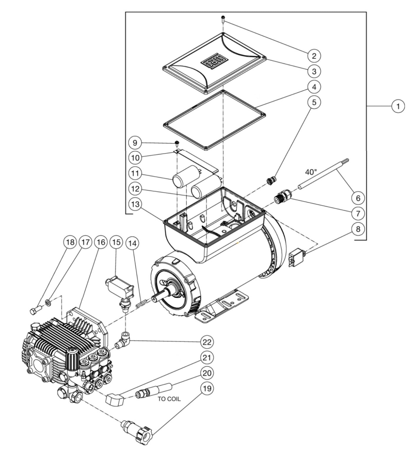 HSE-1002, HSE-1502, HSE-2003, DH-1002, DH-2003 (sn:15143413-99999999) Motor//Pump Assembly Parts by Mi-T-M