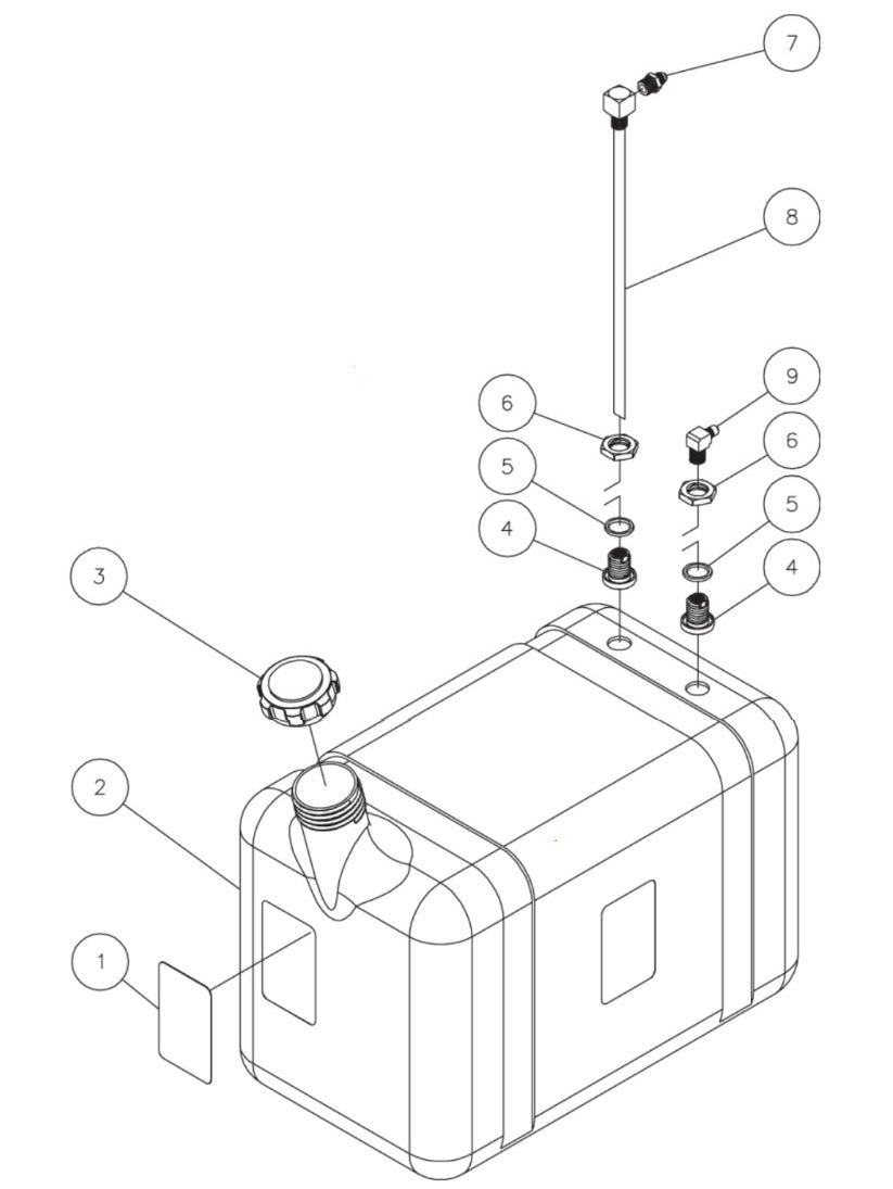 HSE-2504, HSE-3004, HSE-3504, DH-2504, DH-3004, DH-3504, DH-4004 (sn:0-22664), (sn:22665-14999999 Fuel Tank Assembly Parts by Mi-T-M