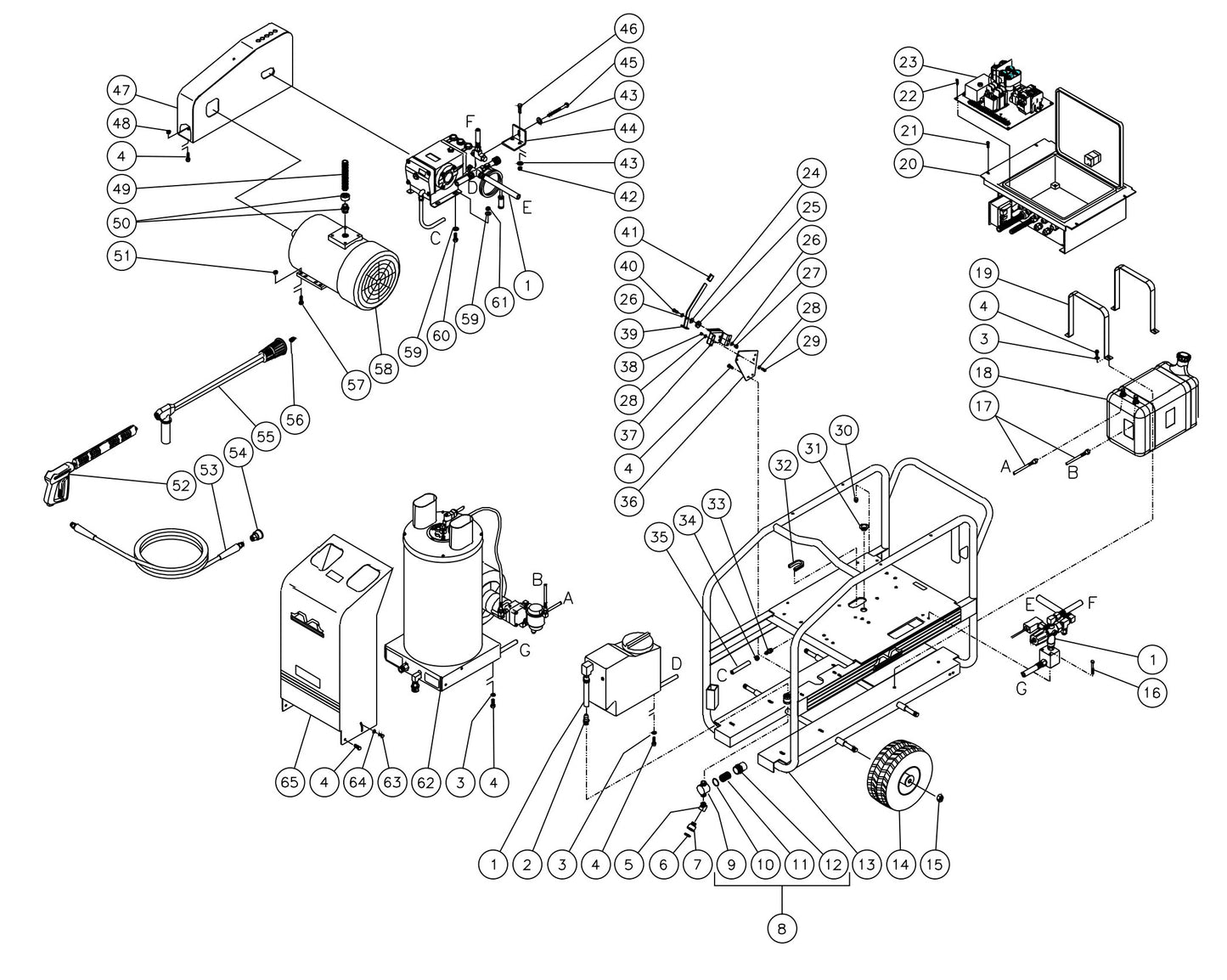 HSE-2504, HSE-3004, HSE-2504, HSE-3504 HSE-3004, DH-3004 Frame Assembly Parts by Mi-T-M