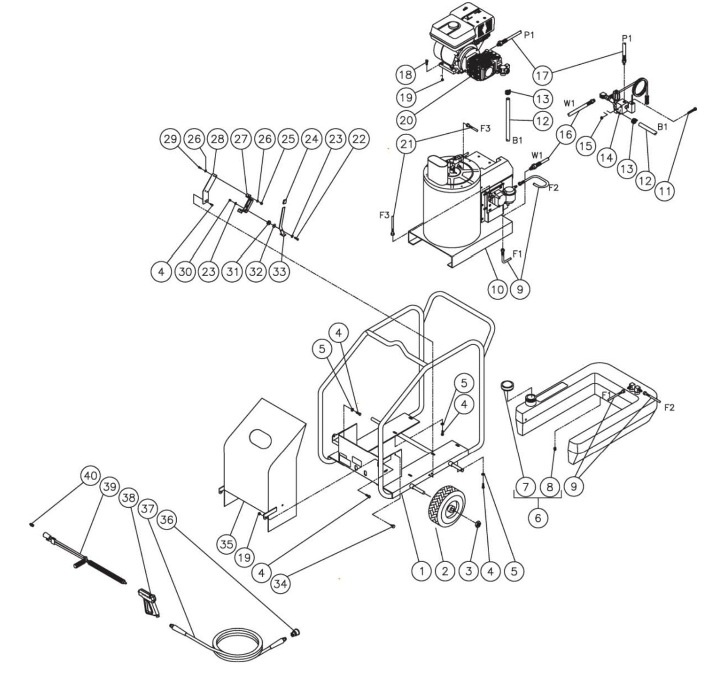 HSP-2003-3MGH/3MGV, HSP-2403-3MGH/3MGR Frame Assembly Parts by Mi-T-M