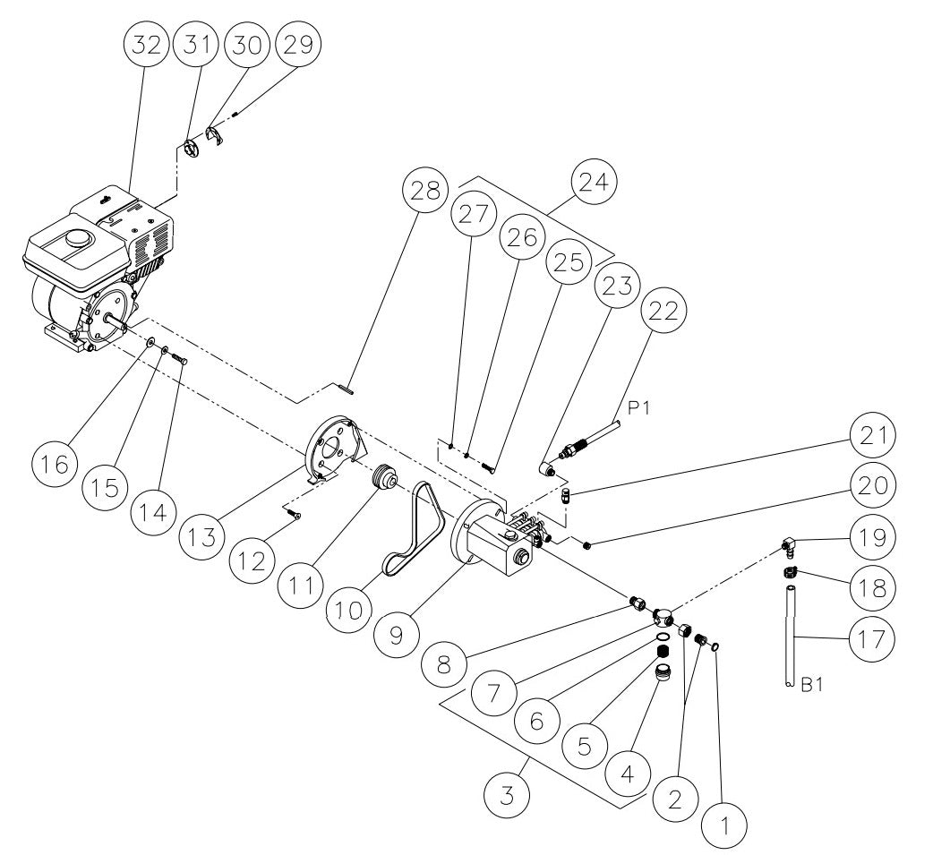 HSP-2403-1MGH Engine//Pump assembly Parts by Mi-T-M