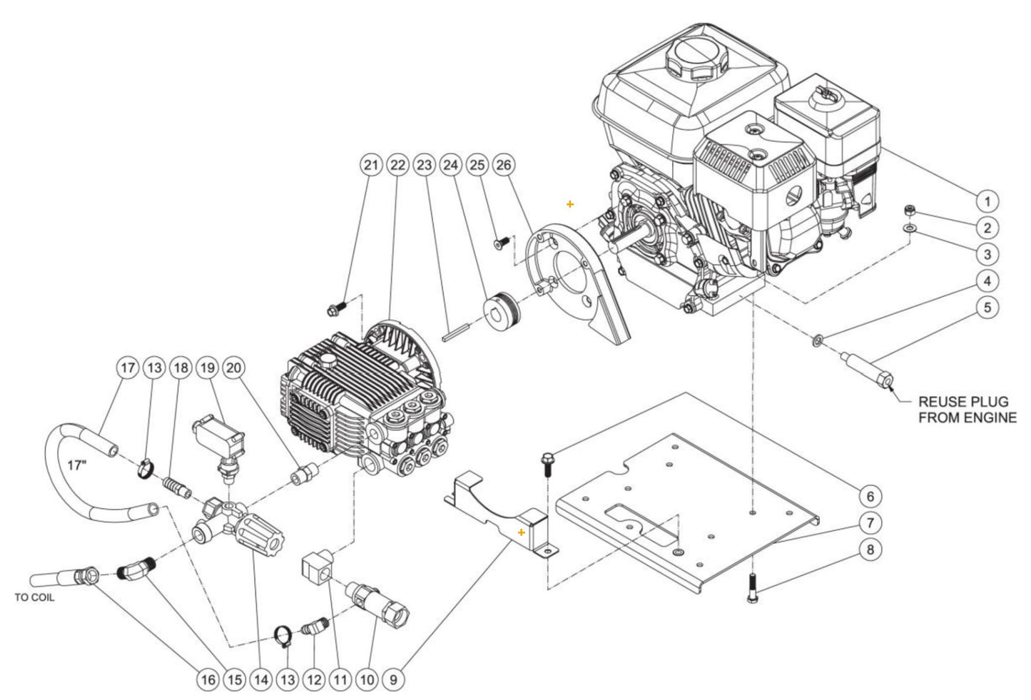 HSP-2503-0MMH (sn:15100772-99999999), HSP-2503-0MMK/0MMM/0MMS Engine//Pump Assembly Parts by Mi-T-M