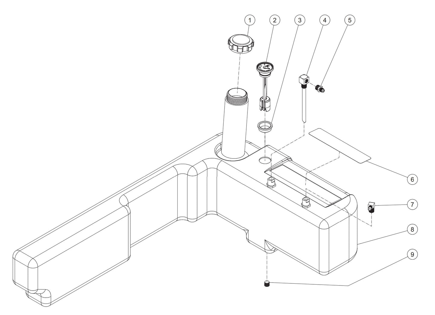 HSP-3003-3MGR, HSP-3004-3MGH/MGV, HSP-3504-3MGK Fuel Tank Assembly Parts by Mi-T-M