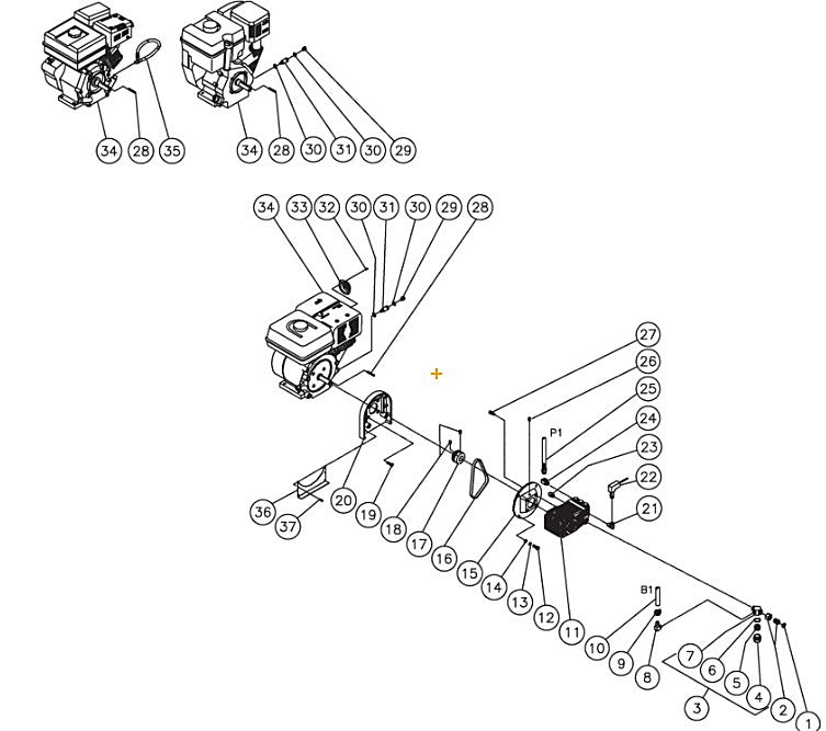 HSP-3003-3MGH/3MGR (sn:0-15010743), (sn:15010744-15048210) Engine//Pump Assembly Parts by Mi-T-M