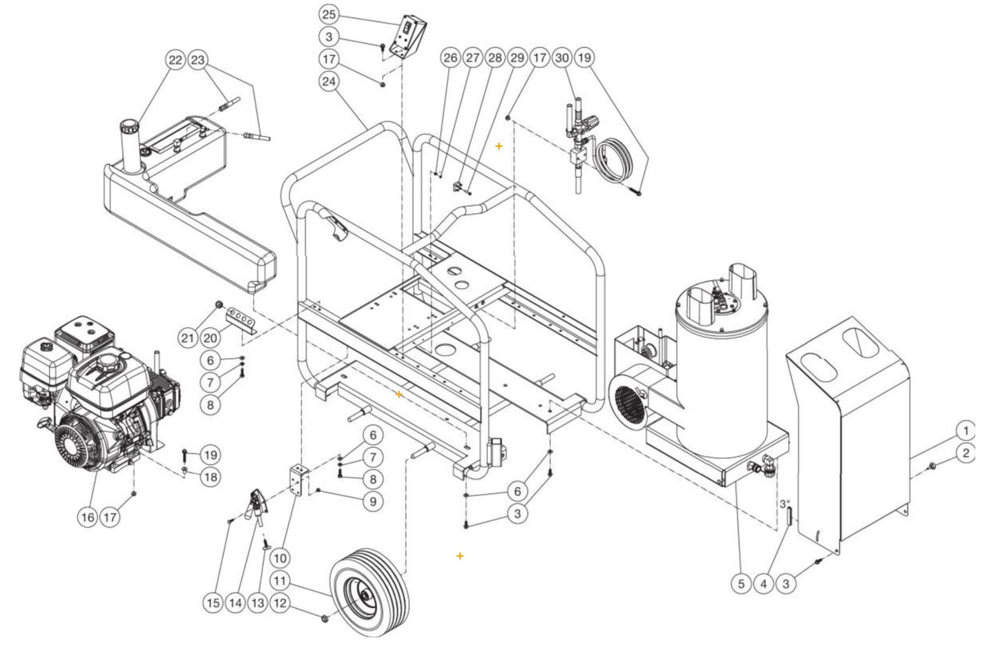 HSP-3003-3MGH/3MGR, HSP-3004-3MGH/3MG, HSP-3504-3MGH/3MGR Frame Assembly Parts by Mi-T-M