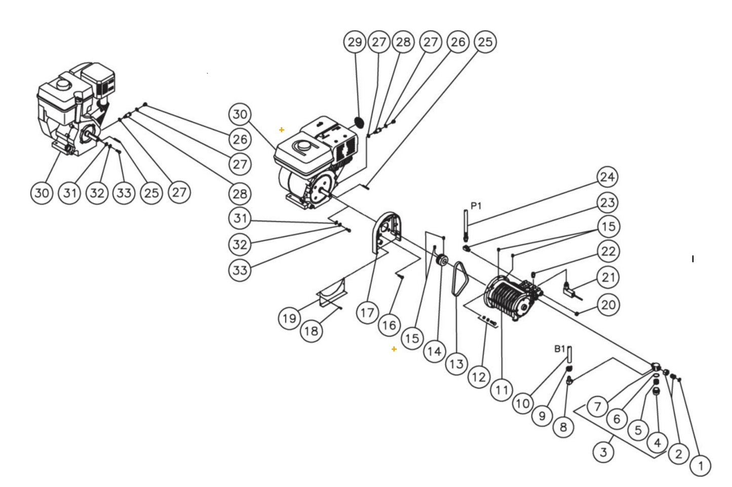 HSP-3004-1MGH/1MGV, HSP-3504-1MGH Engine//Pump Assembly Parts by Mi-T-M