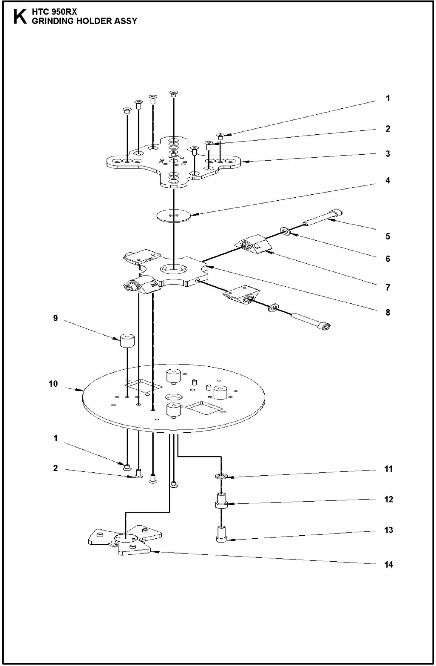 HTC 950 RX Grinding Holder Assembly-2 Parts