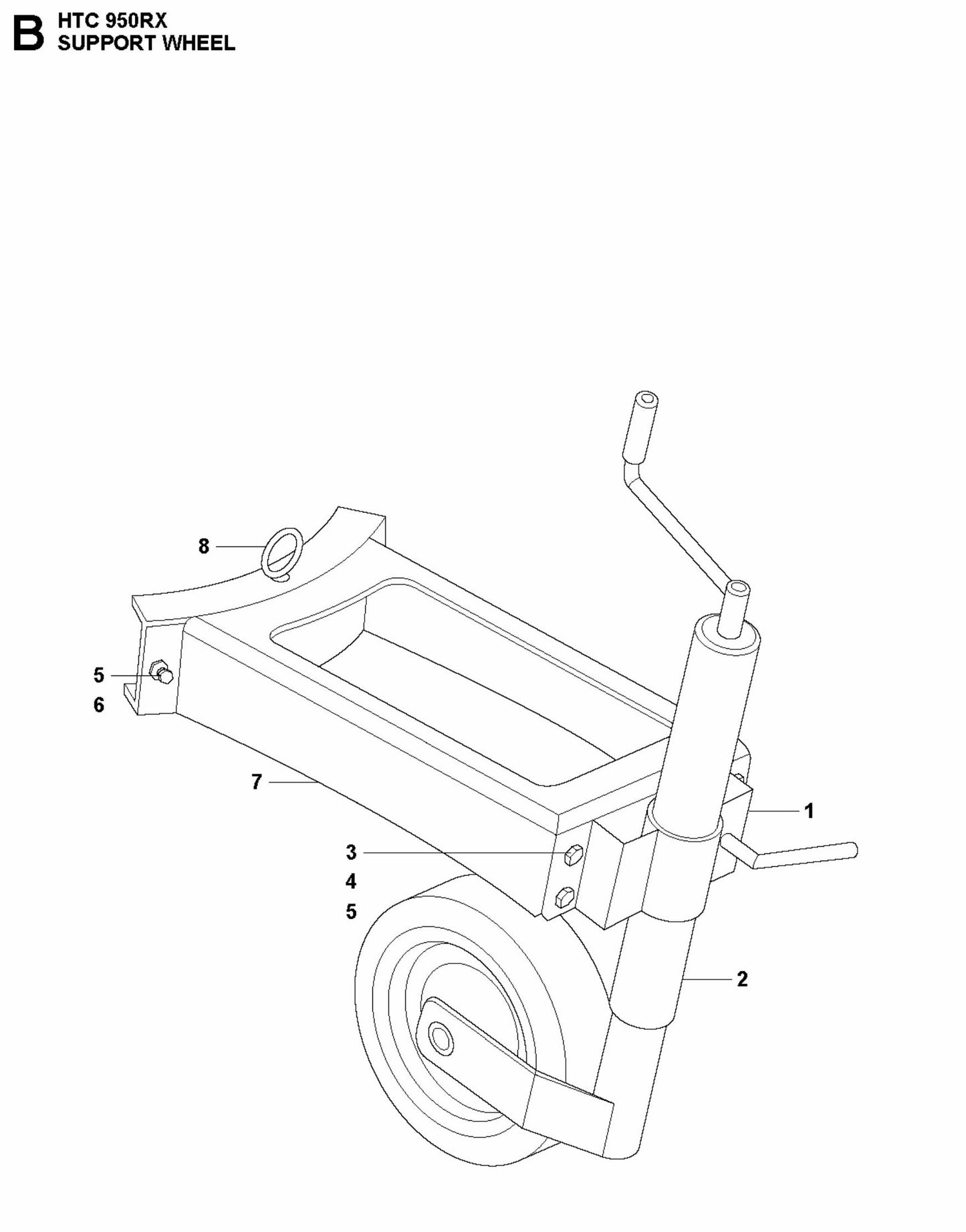 HTC 950 RX Support Wheel Assembly Parts