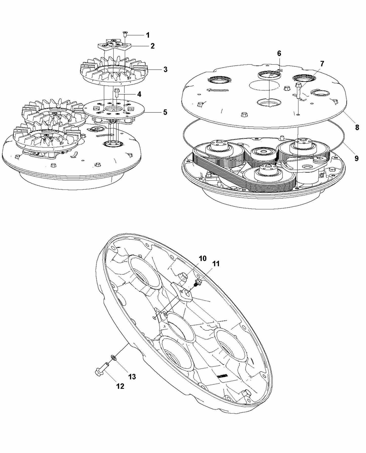 HTC T5 (2.2 kW) Grinding Head Lower Assembly Parts