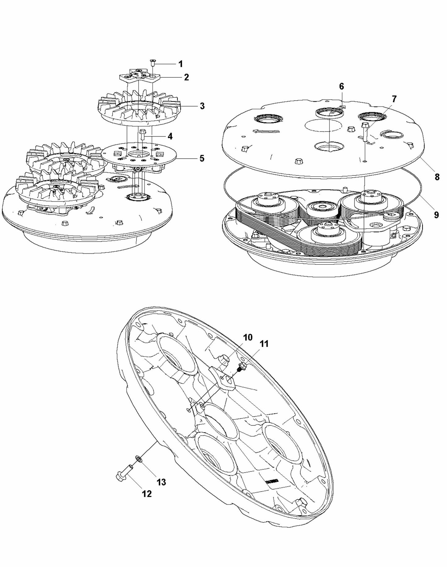 HTC T5 (4 KW) Grinding Head Lower Assembly Parts